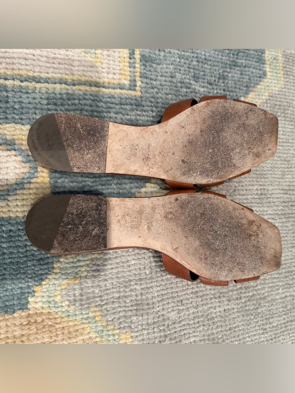 Saint Laurent Tan Tribute Mules in Amber - Picture 8 of 8